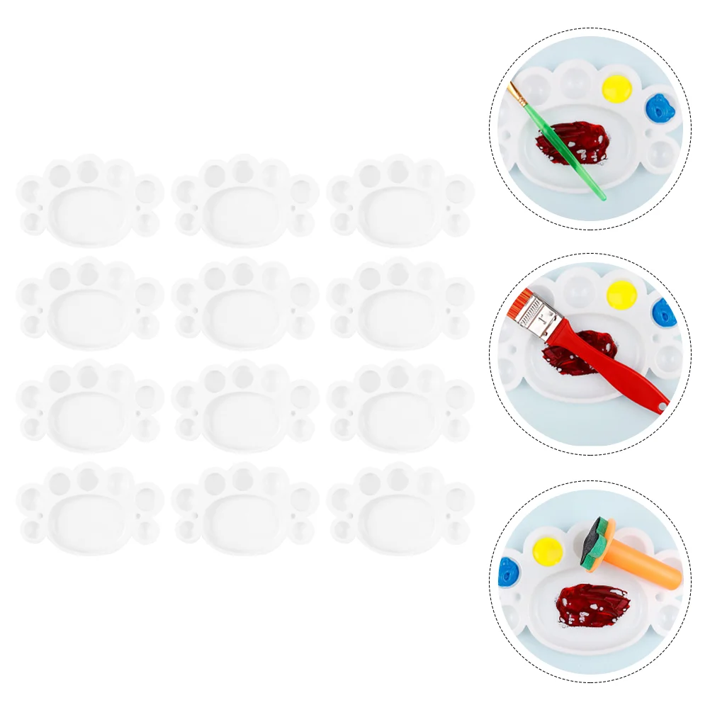 

12 Pcs Palette Painting Pigment Trays Plastic Pallet Color Display Plates Kids Paint Trays Water Color Mixer Compact Lightweight