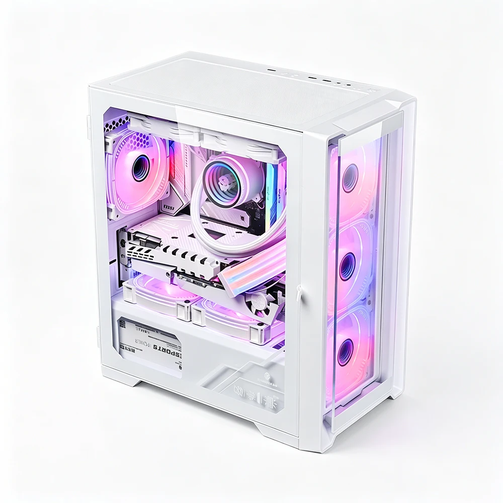 White Gaming PC AMD Ryzen 9 RTX 4080 Super Desktop Gaming Computer Esports PC Gamer Station Air Cooling IT Computing System