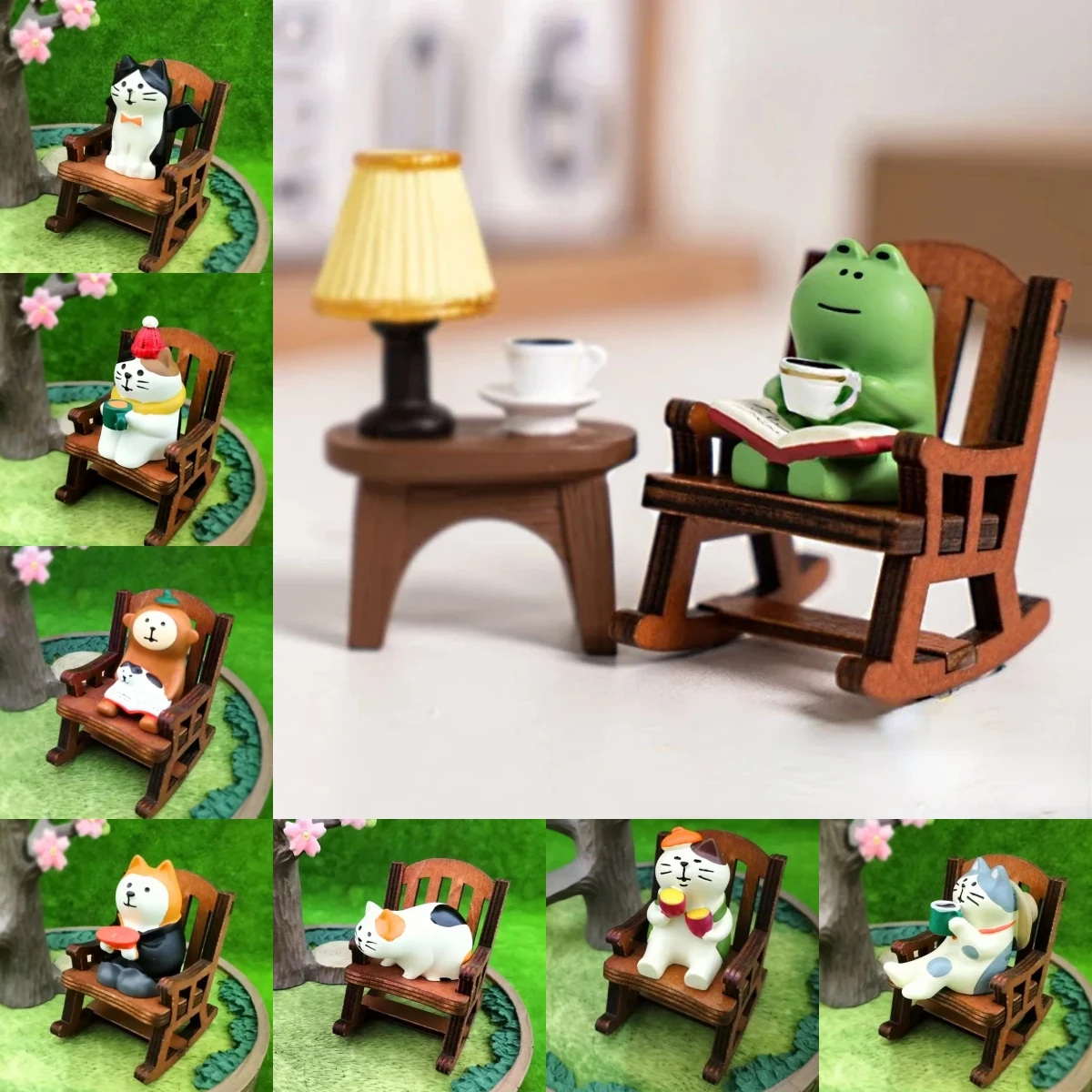 Japanese Groceries Hand-made DIY Micro Rocking Chair Frog Fat Miniature Home Desktop Crafts Home Office Decor Car Ornament Zakka