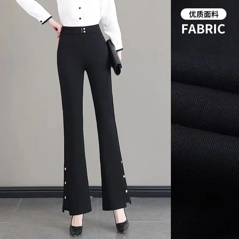 Pantalon Micro-évasé haut de gamme pour femmes, polyvalent, taille haute, neuf points, nouvelle collection été 2025