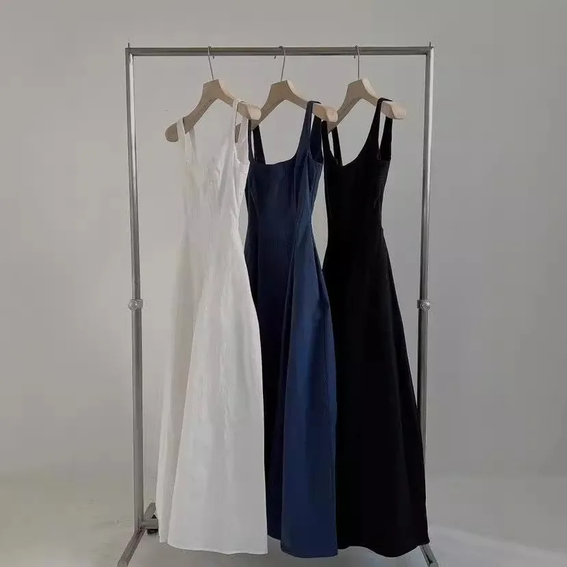

Fashion Solid Color Dress Summer Sleeveless Suspender Dress Waist