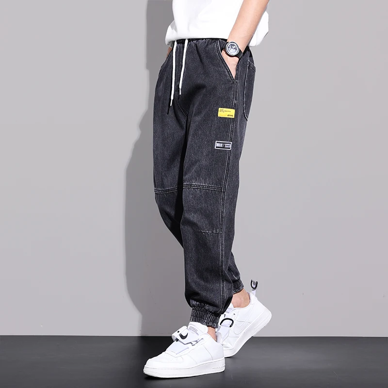 Brand Pop Hip Hop Harem Jeans Pants Men Loose Joggers Denim Casual Sweatpants Korea Full Length Trousers Streetwear M-3XL