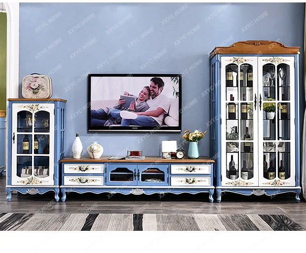 

Household wine cabinet Living room glass display cabinet Solid wood Modern simplicity