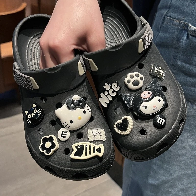 10/12pcs/set Cartoon Anime New Shoes Accessories Kawaii Hole Shoes Bubble Slides Sandals Diy Decoration Removable Girl Gifts