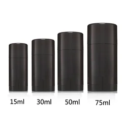 10pcs 15ml 30ml 50ml 75ml Empty Black Deodorant Bottles Twist Up Stick Tube Round Bottom Filling Stick Deodorant Container