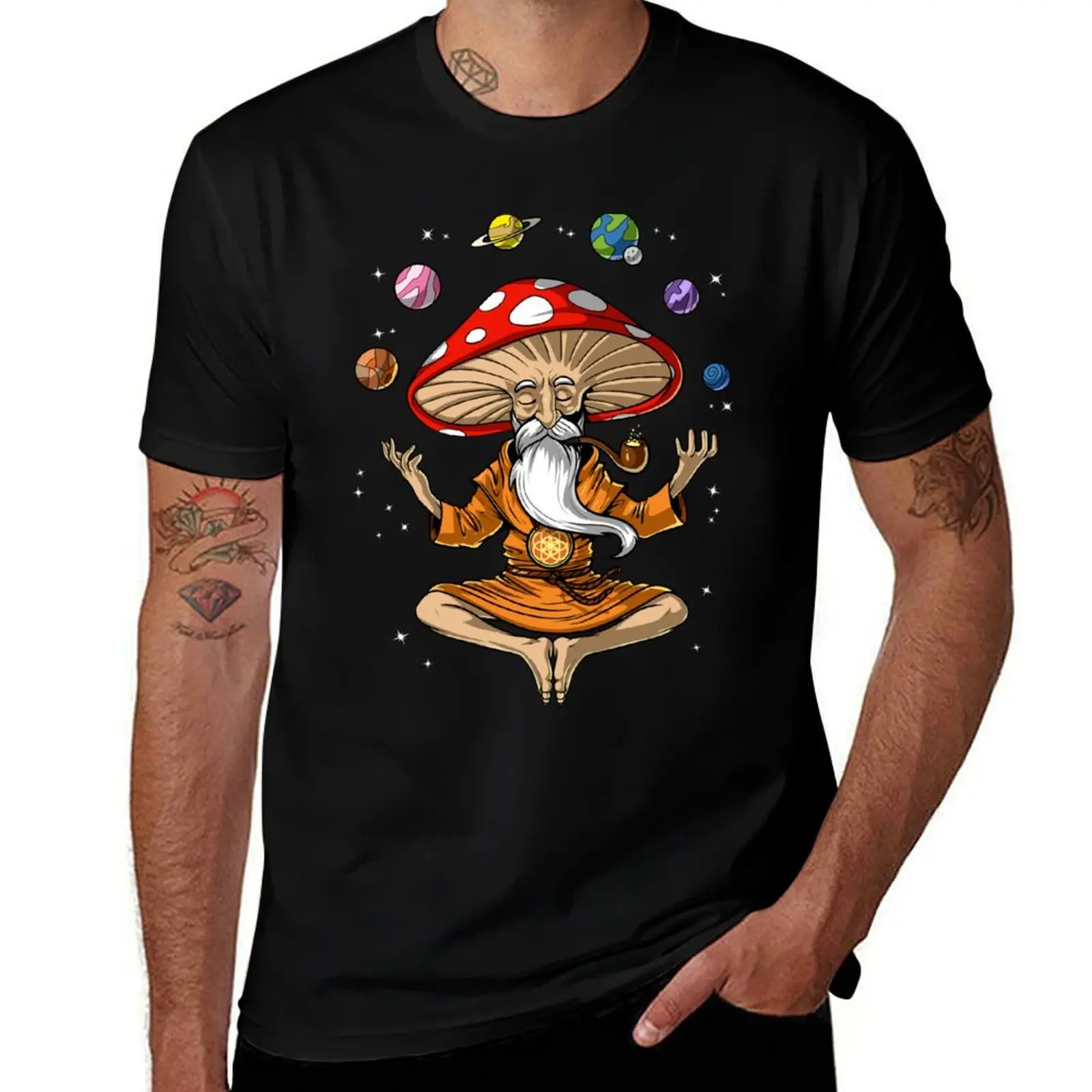 

Magic Mushroom Buddha T-Shirt vintage graphic tee customs design your own man clothes customs mens fashion