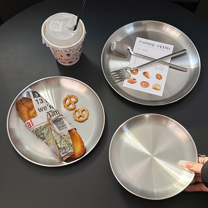 Ins Hochwertige Dessert Edelstahl Platte Koreanischen Stil Kuchen Platte Dim Sum Platte Teller Knochen Gericht Toast Platte Obst plat