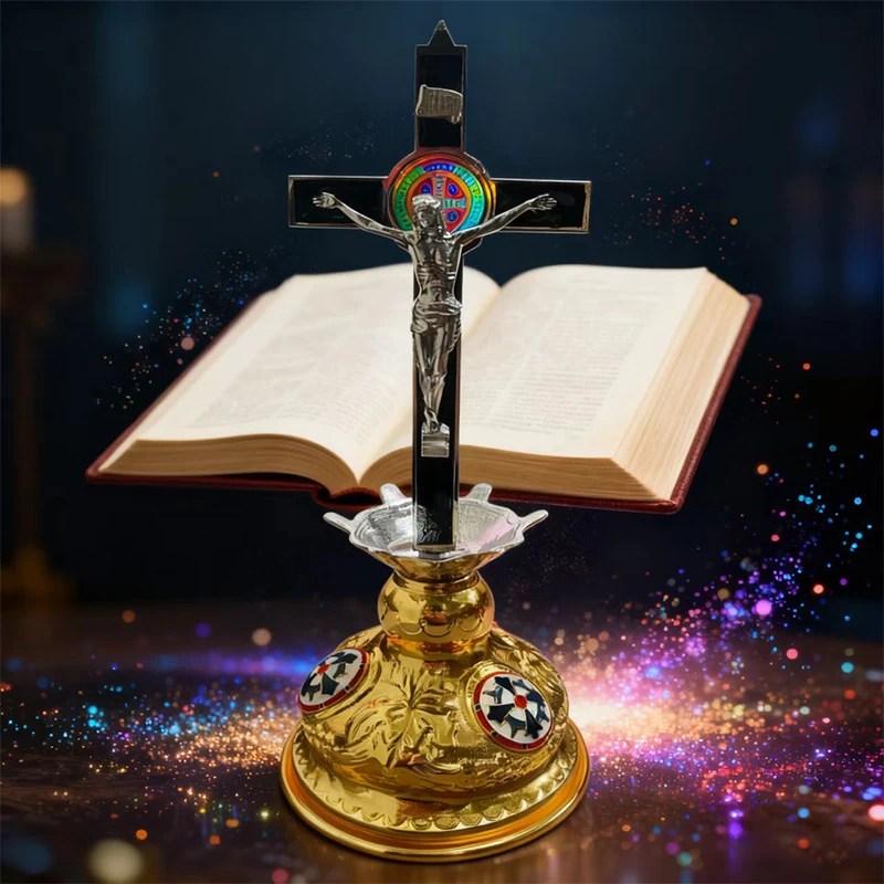 جديد الأرثوذكسية الصليب نعمة الصليب مع حامل للكنيسة ديكور المنزل شغف يسوع أيقونة الأحمر والأزرق Enomal الصليب صندوق هدية