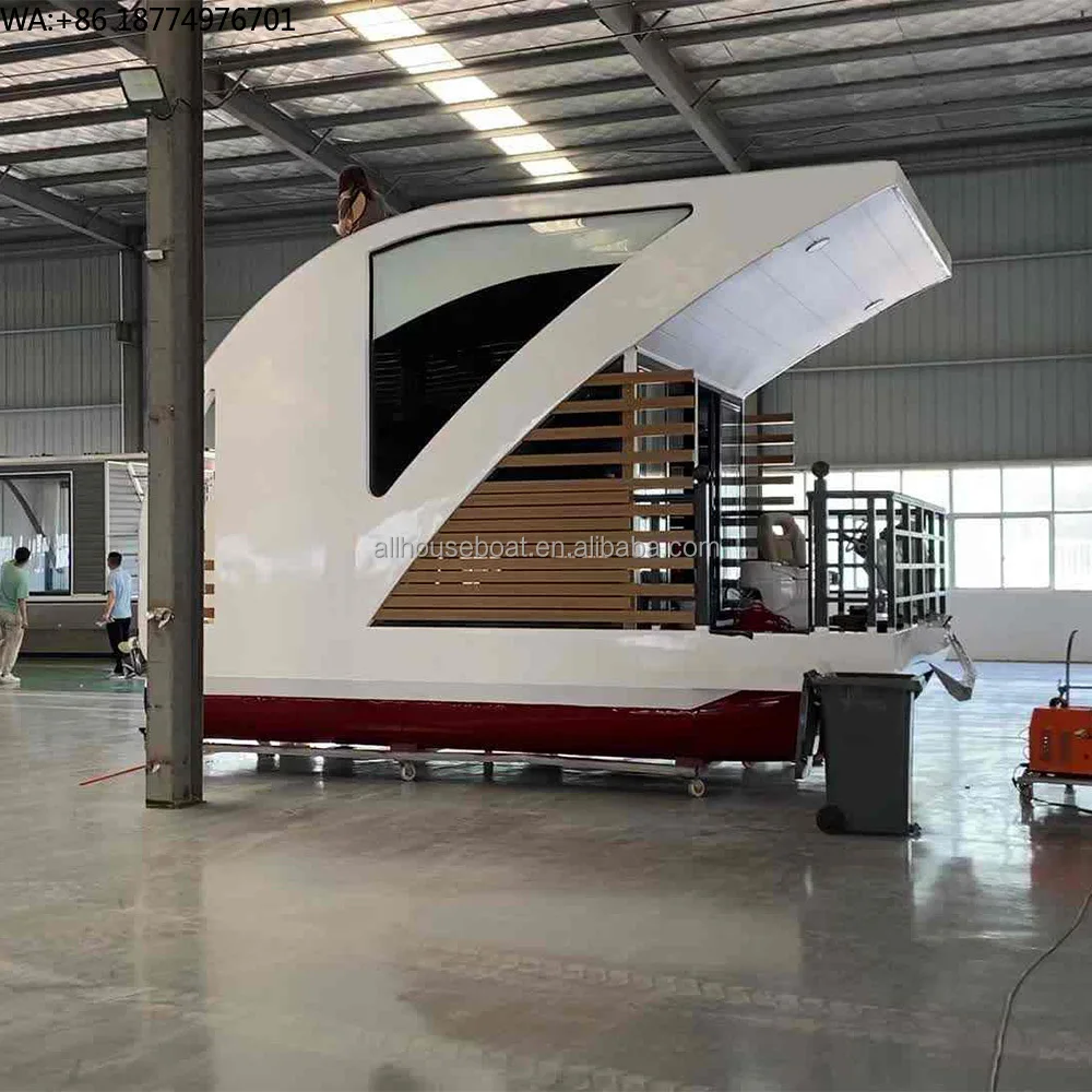 Kapal Rumah Bus Air Kreatif Baru Ponton Yacht Mewah Dengan Motor Rangka Datar Makanan Listrik Solar