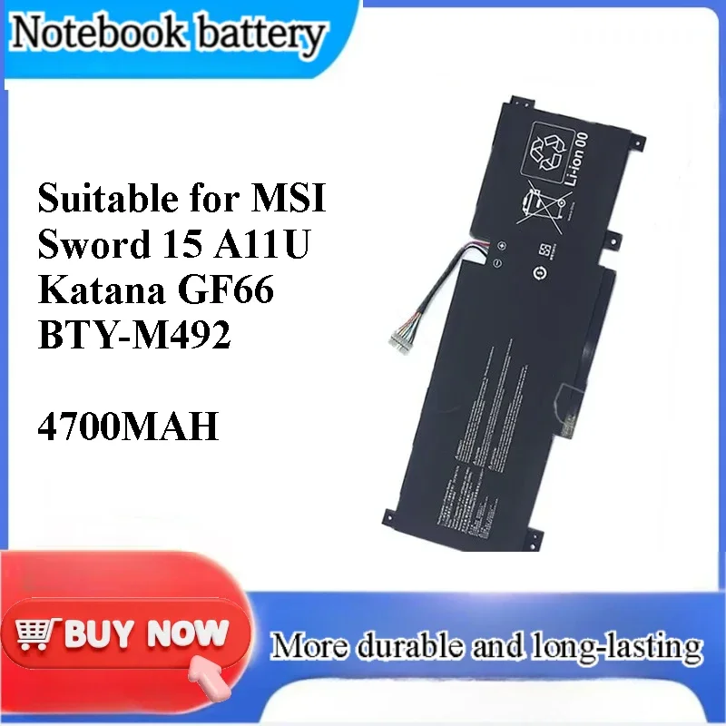[NEW] for MSI Sword 15 A11U Katana GF66 BTY-M492 Laptop Battery Li-ion Power Supply