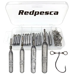 40/50Pcs Fishing Weights Drop Shot Sinkers Hooks Kit Dropshot Weight Sinker Fishing Tackle Accessories for Bass Pike Perch Pesca