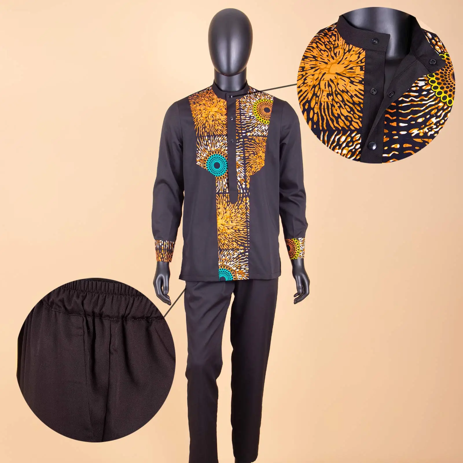 Tracksuit Men African Clothing Print Coats and Ankara Pants 2 Piece Outfits Plus Size Casual Blazer Outwear Bazin Riche A2116041