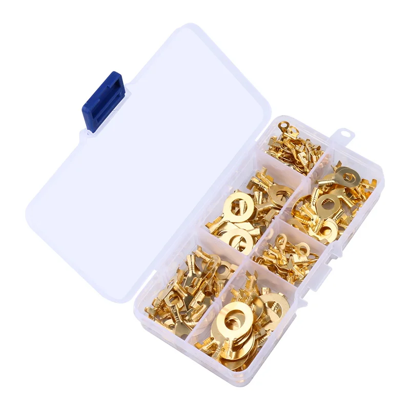 150pcs/set Round Terminal Block DJ431 O-type Lugs Terminals Cold-Pressed Connector Copper Tab Wiring Nose Combination Set steel