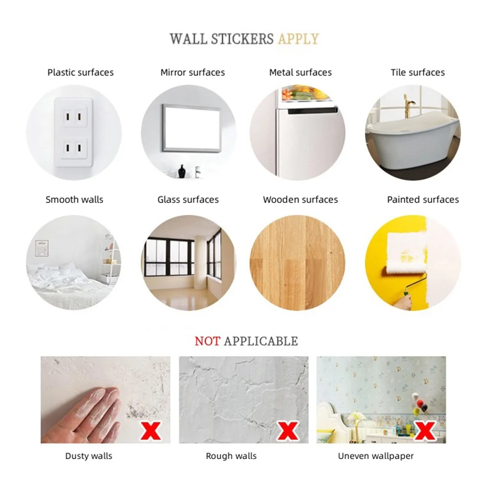 Wall Decal Wall Sticker Home Decoration Accessories Waterproof Art Decal Romantic Easy To Install High Quality