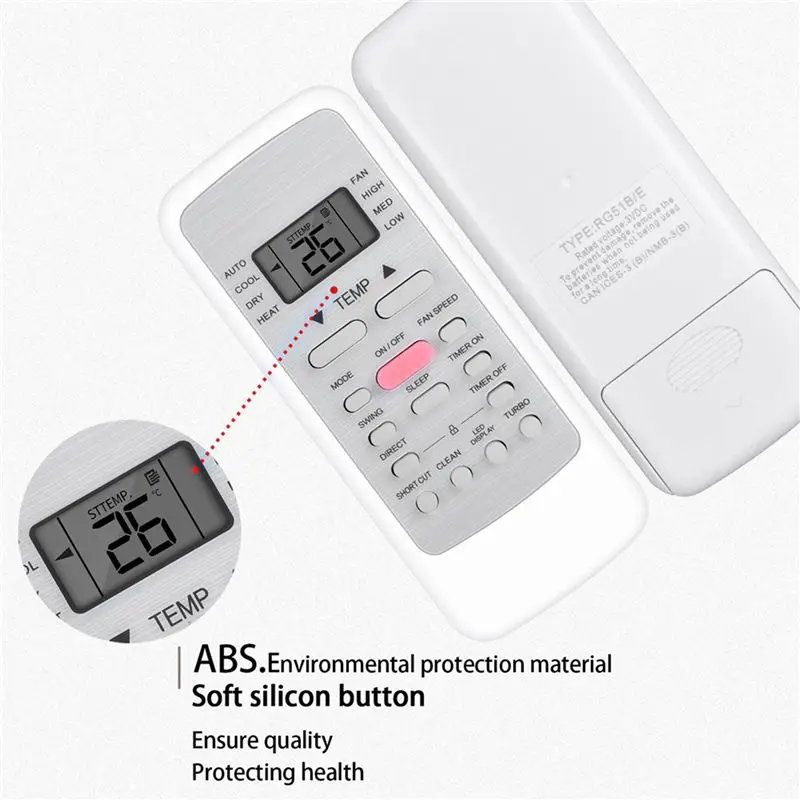 ABKN Remote Control 2-Pack for Midea RG51B/E Air Conditioner, Replacement IR Remote for RG51B(1)/EU1