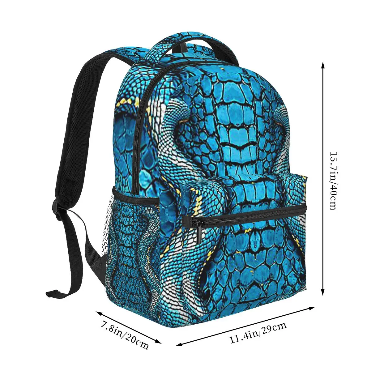 Snake Skin Blue Snake Serpent Animal Print Viper Backpacks Boys Girls Bookbag Children School Bags Kids Rucksack Shoulder Bag