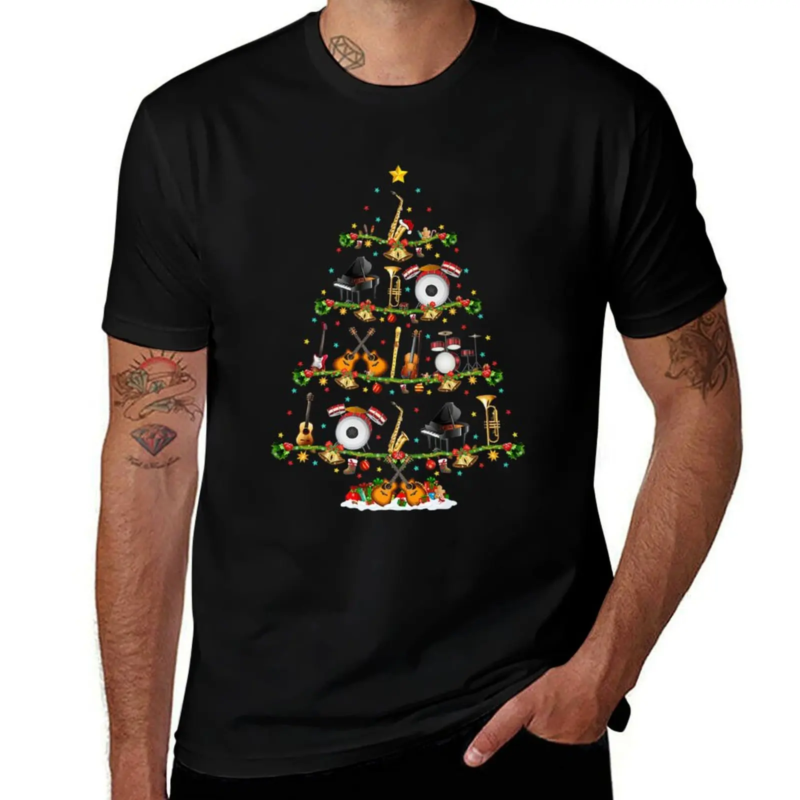 

Funny Xmas Matching Santa Music Instruments Christmas Tree Premium T-Shirt man t shirt summer anime t shirts oversize