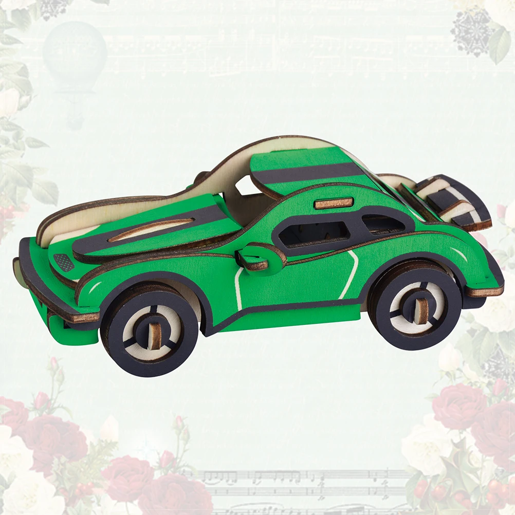 

Wooden Puzzle Educational Funny Colorful DIY Handmade Box-Packed Race Car Puzzle Enhancing Kids Creativity Cognition