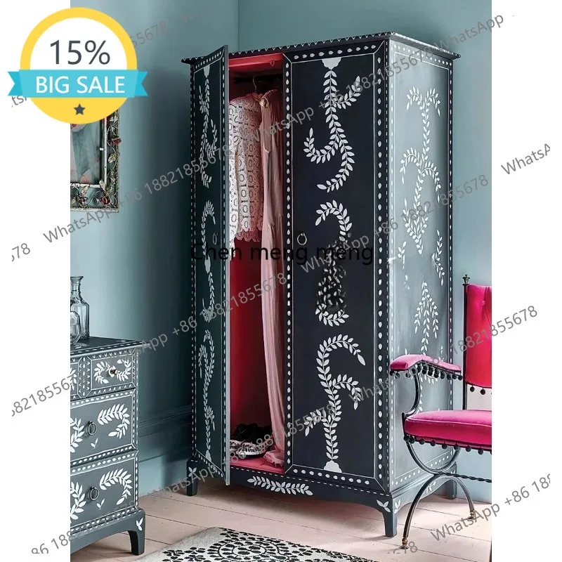 

L07 Американский ретро сундук из цельного дерева, ручная роспись, высококачественный входной шкаф для хранения ящиков для спальни