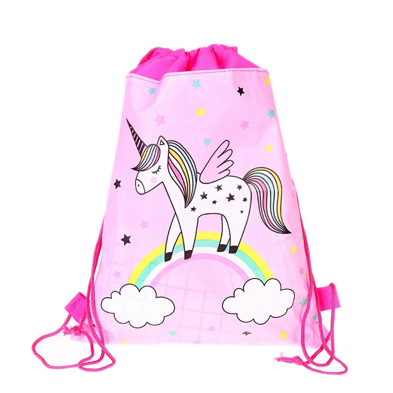 New Unicorn Unicorn Mini Cartoon Cute  Nonwoven Strap Pocket Drawstring Strap Pocket Storage Bag Backpack Birthday Gifts