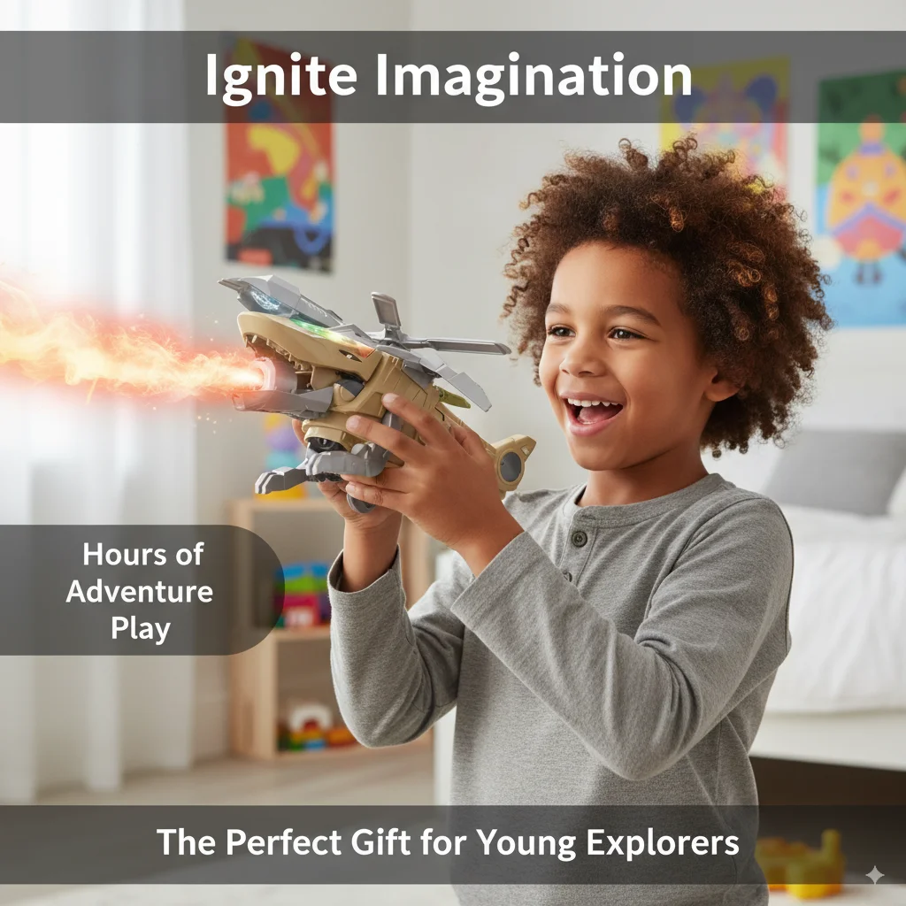 Brinquedo de jato de combate de deformação elétrica com efeito de spray luz led aeronave transformável avião biônico brinquedo interativo criativo