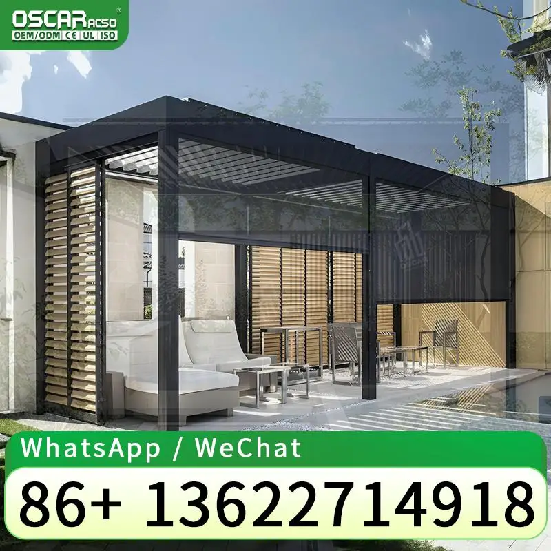 

24ft X 14 Ft Free Standing Motorized Aluminum Louvered Pergola Patio Cover for Outdoor Garden Backyard pergolas