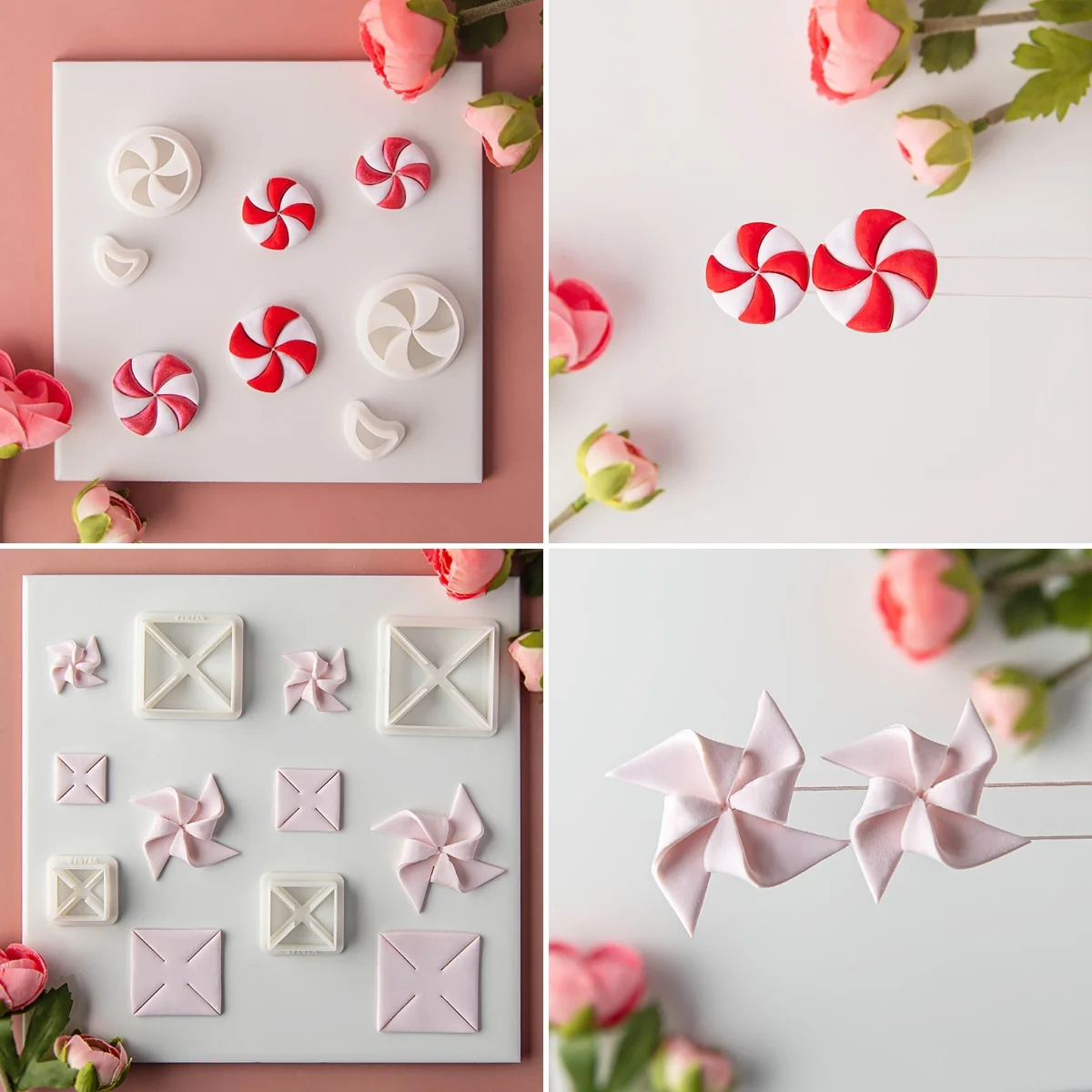 3D Windmill Flower Polymer Clay Cutters Geometric Earrings Jewelry Pendant Pottery Clay Dangle Handmade Cutting Die Tools
