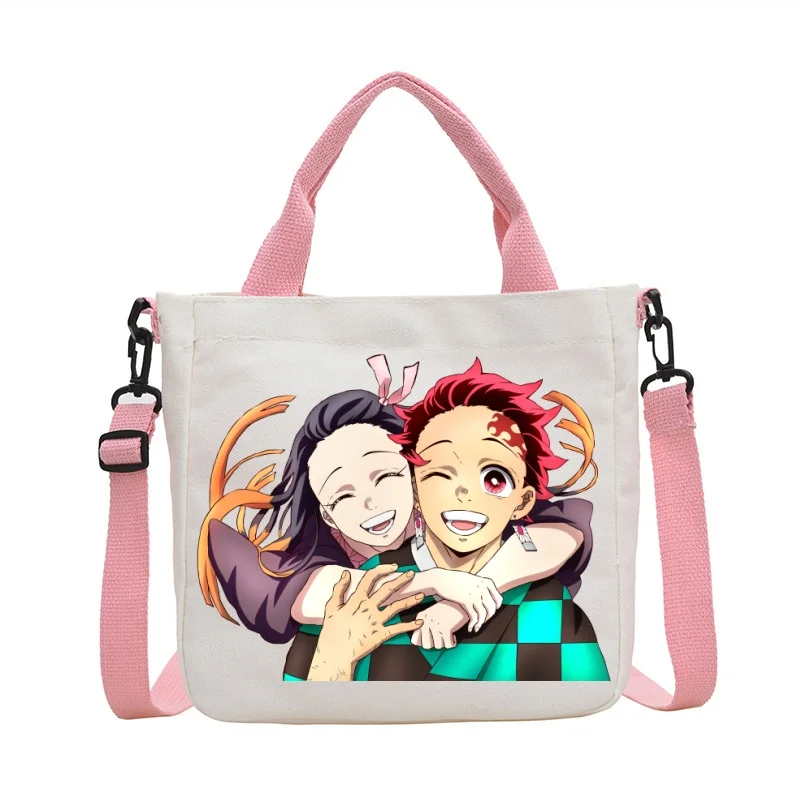 アニメデーモンスレイヤーショルダークロスボディバッグ漫画フィギュアプリントキャンバスバッグファッションミニマリスト多機能ハンドバッグギフト