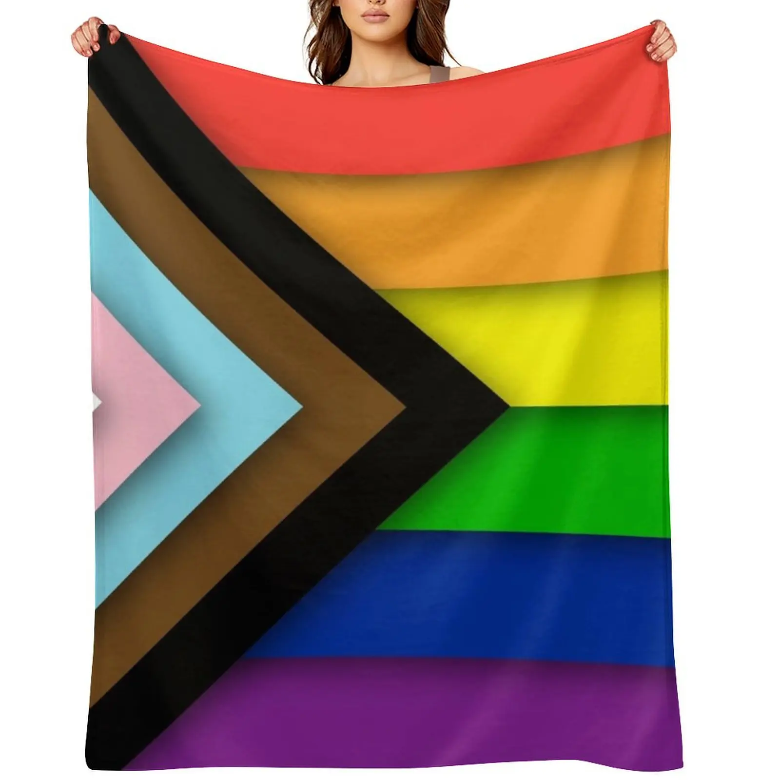 

Progress Pride Flag Throw Blanket Bed covers Hairys Beautifuls Thermals For Travel Blankets