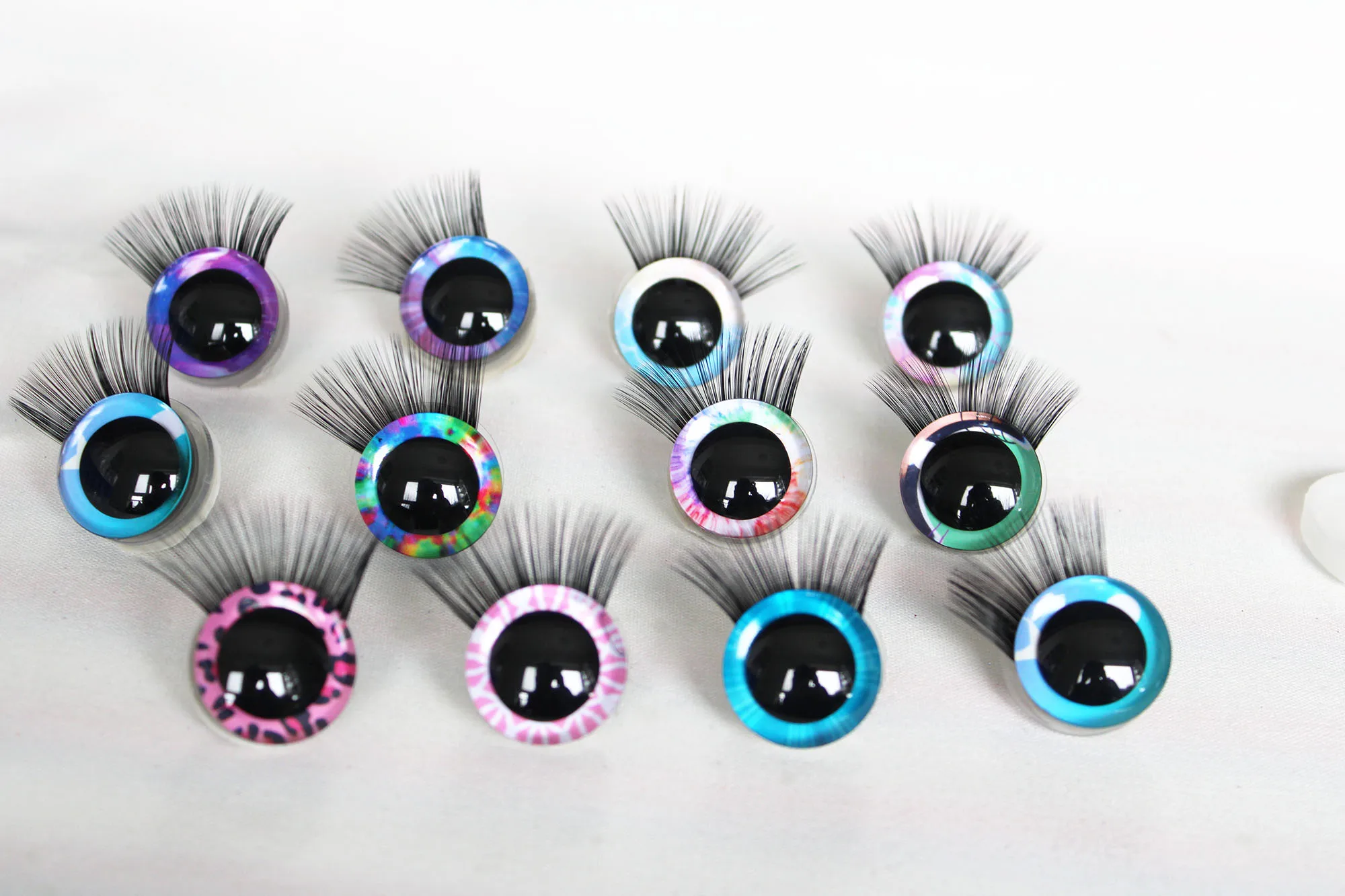 10pairs  9mm- 35mm New cute  3D toy safety eyes  doll eyes with black eyelash tray for plush doll findings --HD11