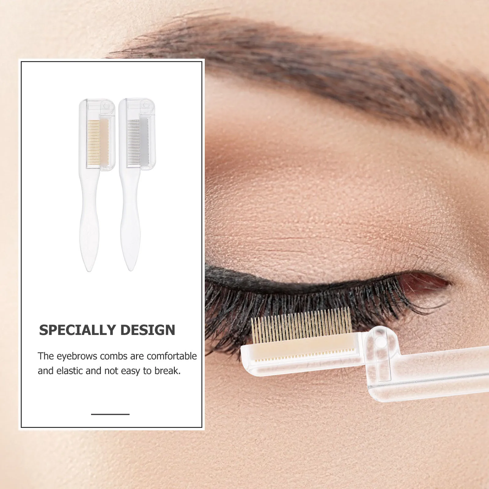 

2pcs Portable Eyebrow Shaping Comb Brush For Grooming Foldable Beauty Face Makeup Eyelash Shaping Tool Practical Eyebrow Brush