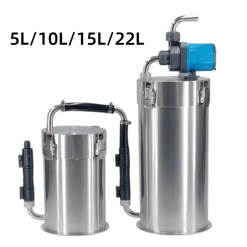 304 Stainless Steel Aquarium Filter Bucket External Canister Prefilter Single Dual Inlet Single Outlet Fish Tank Filtration