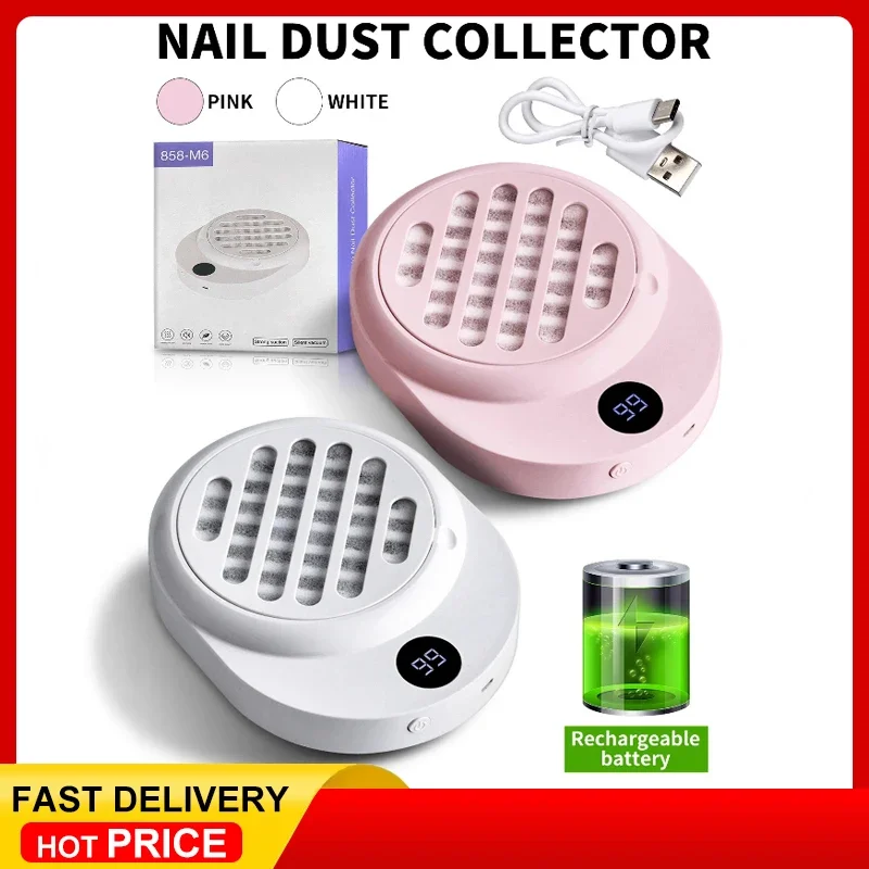 

Mini Nail Art Vacuum Cleaner Battery-Powered Brushless Motor Silent Dust Filter for Grinding And Nail Removal