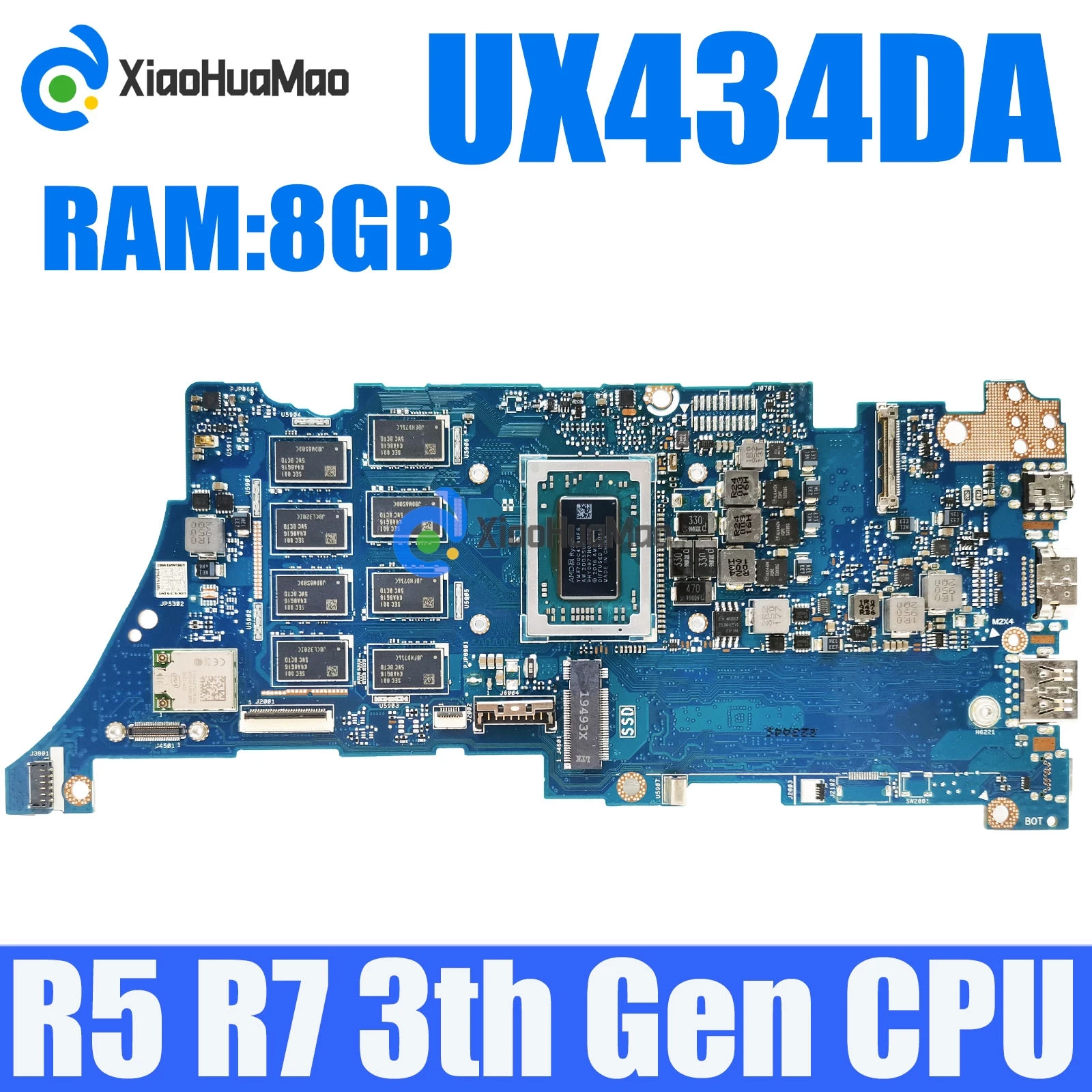 

UX434DA with 8GB-RAM R5-3500U R7-3700U Mainboard For ASUS Zenbook 14 UM433D UX434DA UX434D UM433 Laptop Motherboard 100% Test OK