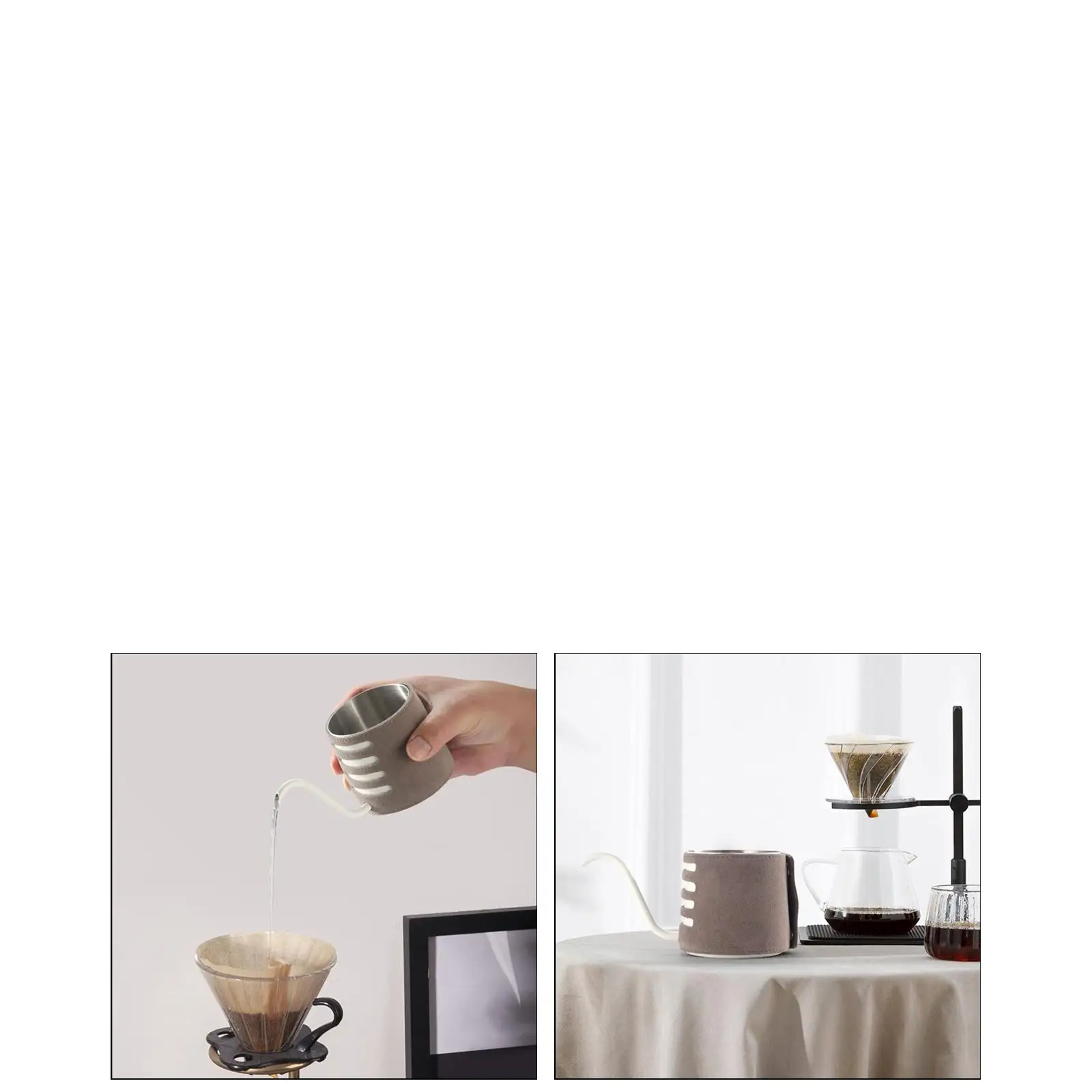 Pour Over Coffee Kettle Tea Pot Microfiber Leather Wrapped Handleless Coffee Drip Kettle for Barista Cafe Coffee Maker Kitchen