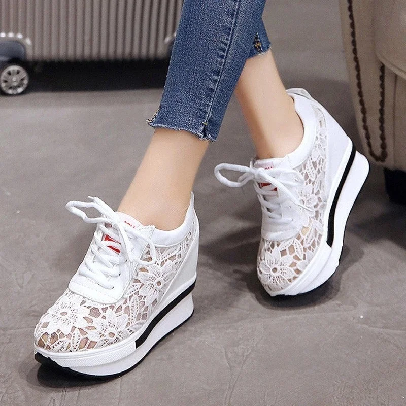 

Platform Women Fashion Sneakers Spring Summer White Women's Sports Shoes Casual Wedges Mesh Breathable Woman Zapatillas De Mujer