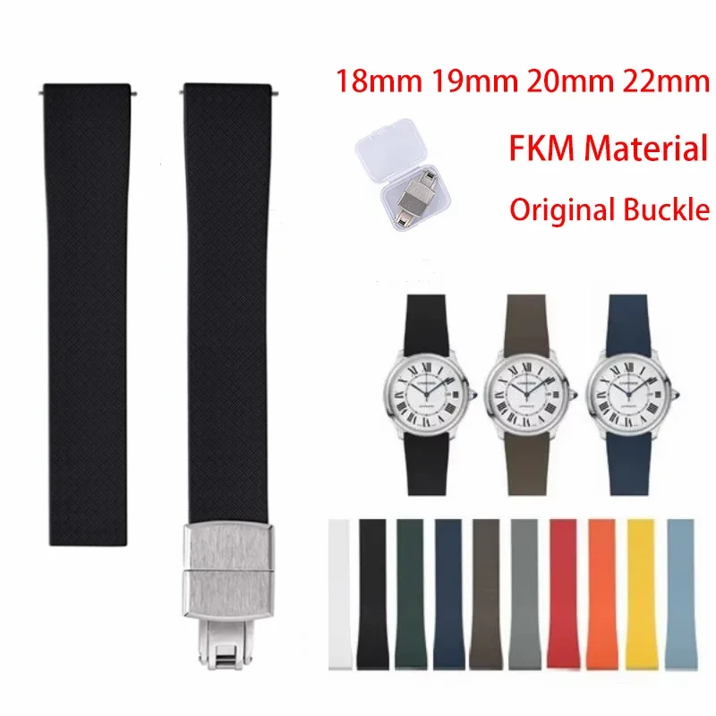 

New Design CTS Fluororubber Watch Strap 18mm 19mm 20mm 22mm Quick Release Butterfly Buckle Watch Bands FKM Strap For Cut To Size