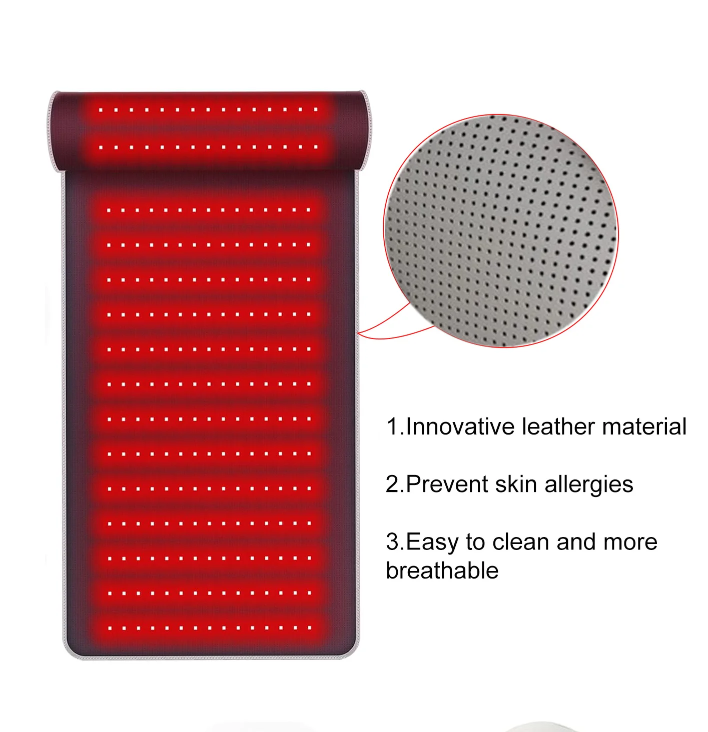Red Far Infrared LED Therapy Belt Full Body Armpit Relaxation Pain Relief Head/Feet Massage Handheld High Power LEDs 225pcs CN