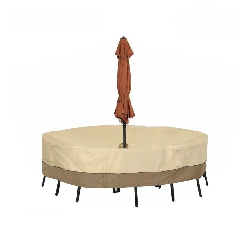 

Veranda Water-Resistant Round Patio Table Chair Set Cover with Umbrella Hole Outdoor Table Cover Oxford Fabric Furniture Cover