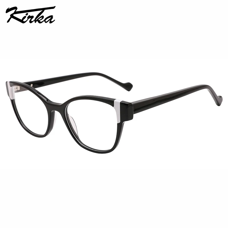 Kirka Cat Eye Glasses Laminating Frames Woman Myopia Optical Prescription Eyeglasses Frame Tortoise&Blue Glasses WD4258