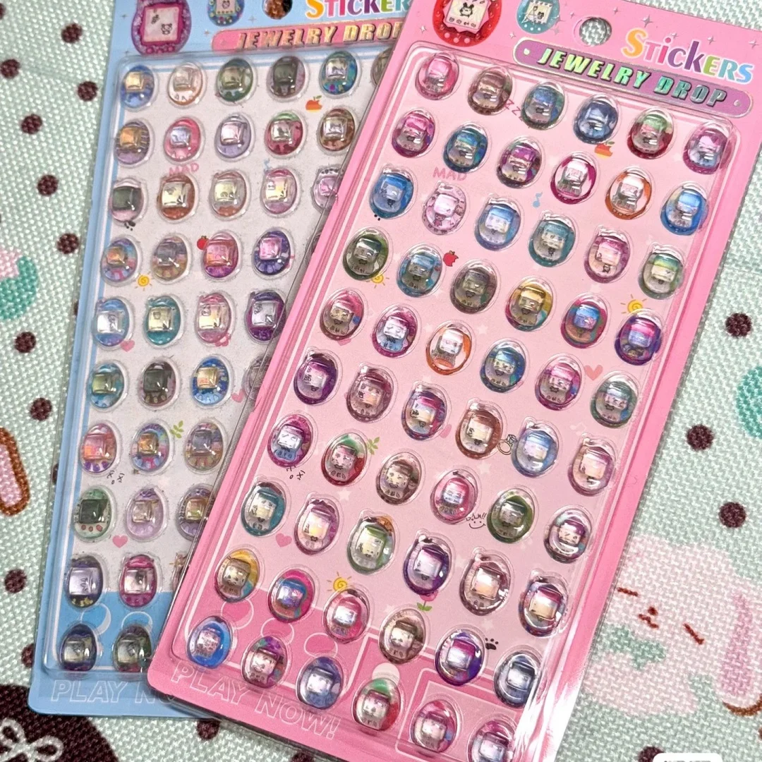 

2Pcs Character Egg Tamagotchi Three-Dimensional Relief Sticker Diy Notebook Stationery Box Water Cup Camera Friend Holiday Gift