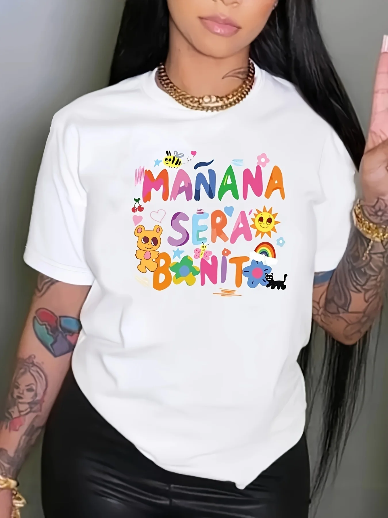 

Carnival cartoon letter casual T-shirt short-sleeved slightly elastic sportswear women's sportswear and music festival patterns