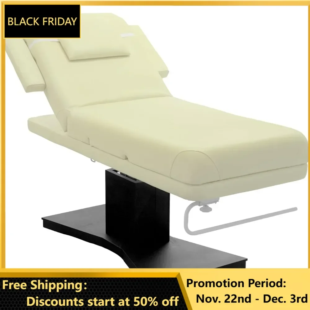 Massage Tables, Independent Leg Adjustment Electric Massage & Facial Bed/Table Beige top and Dark Brown Base, Massage Tables