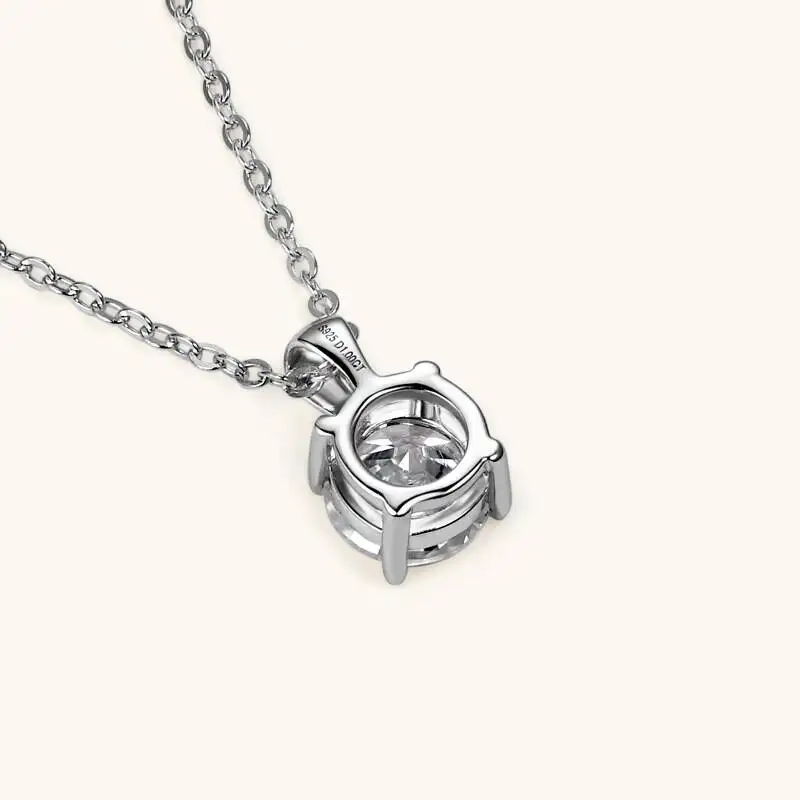 Ty 6,5 mm 1 Karat D Moissanit Solitär-Tropfenhalsketten, 18 Karat vergoldeter Anhänger, original echte 925er Silberkette, Schmuck für Damen – Detail 4