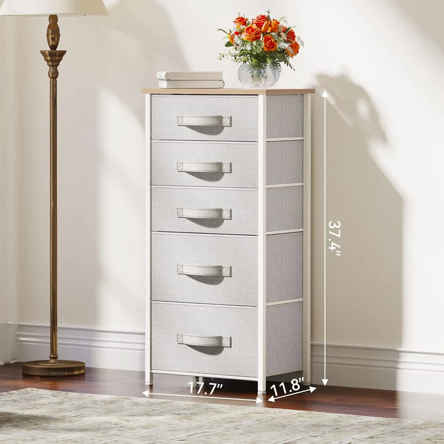 

Yitahome Tall 5 Drawer Dresser - Fabric Storage Tower, Organizer Unit For Bedroom, Living Room, Hallway, Closets - Sturdy Steel