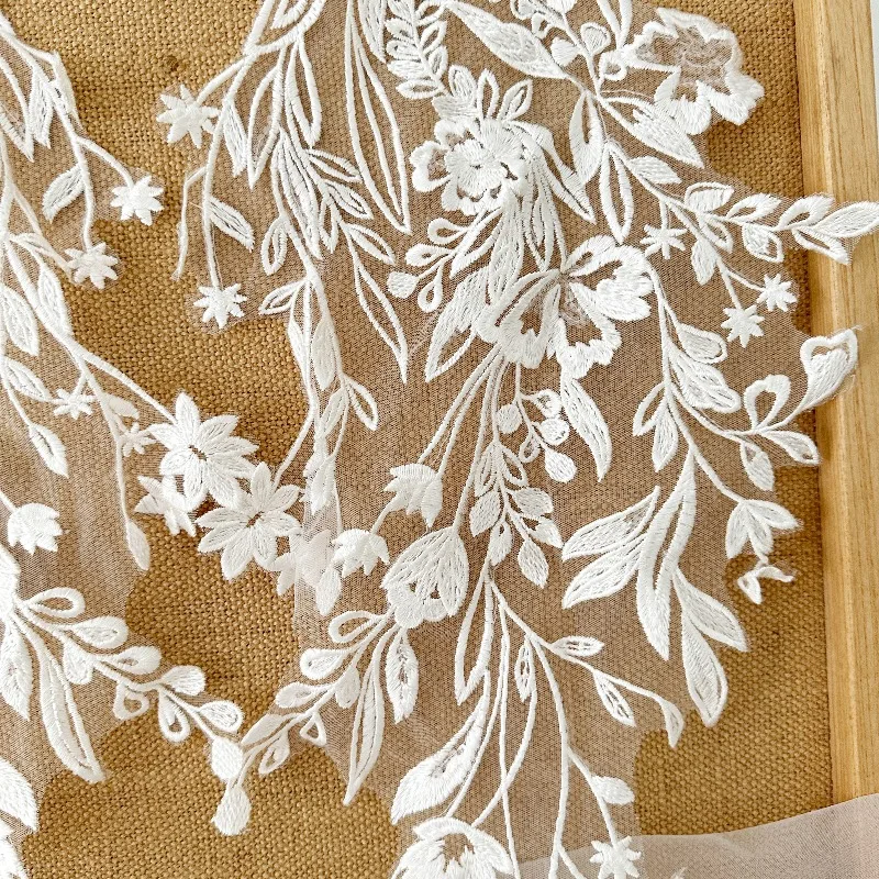 3 Pairs High - Quality Human Silk Thread Mesh Lace Matching Flowers Daisy Head Flowers for Photography Wedding Dresses and Veils