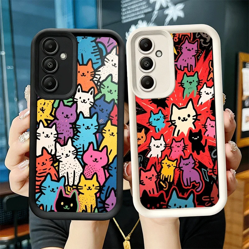 Phone Case for Samsung Galaxy A17 A16 A15 A14 A13 Cartoon Cute Cats Theme A56 A36 A26 A55 A35 A25 A54 A34 A24 A53 A33 A23 A07 A0