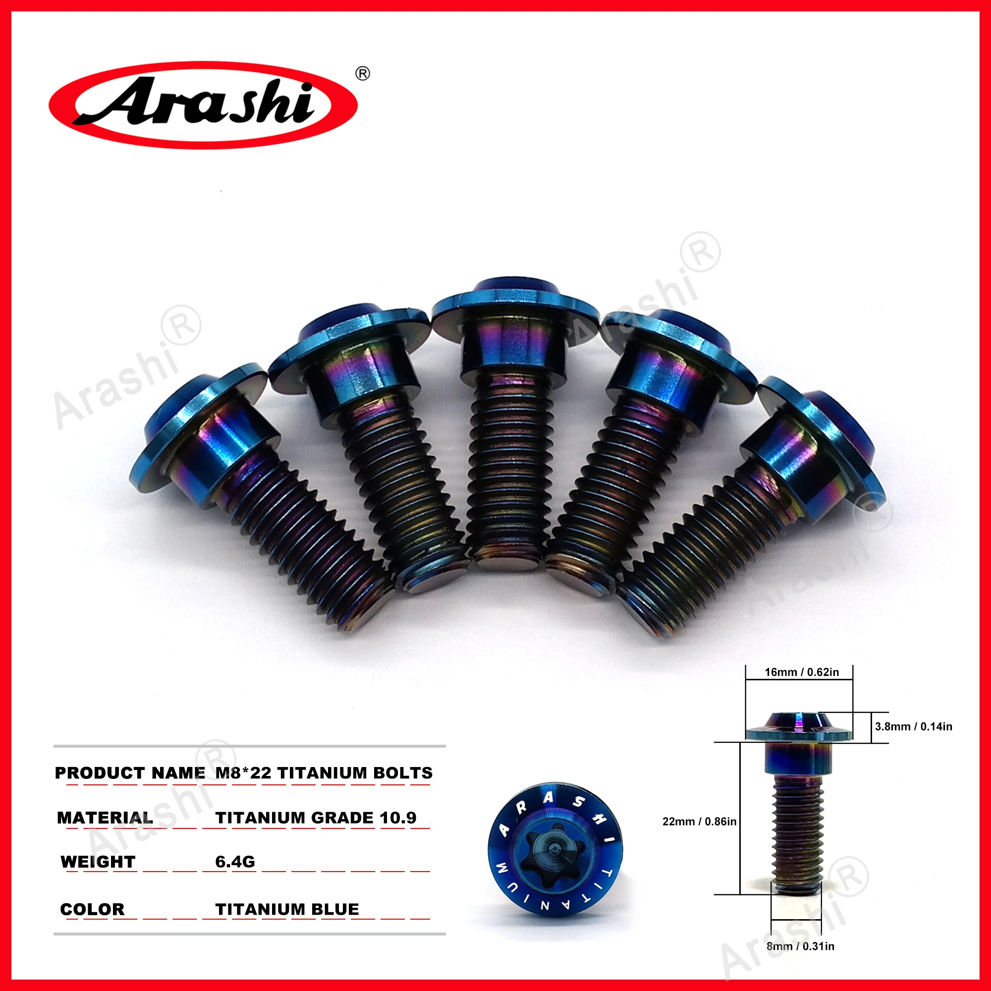 Arashi M6 / M8 Titan Montage Bolzen Bremsscheibe Disk Schrauben Für YAMAHA MT03 MT-07 MT09 YZF R3 Motorrad zubehör