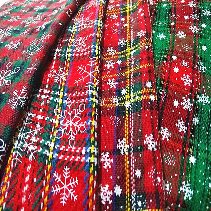 50x150cm Christmas fabric snowflake printing plaid fabric for Christmas decoration DIY Handmade sewing Christmas gift pillow