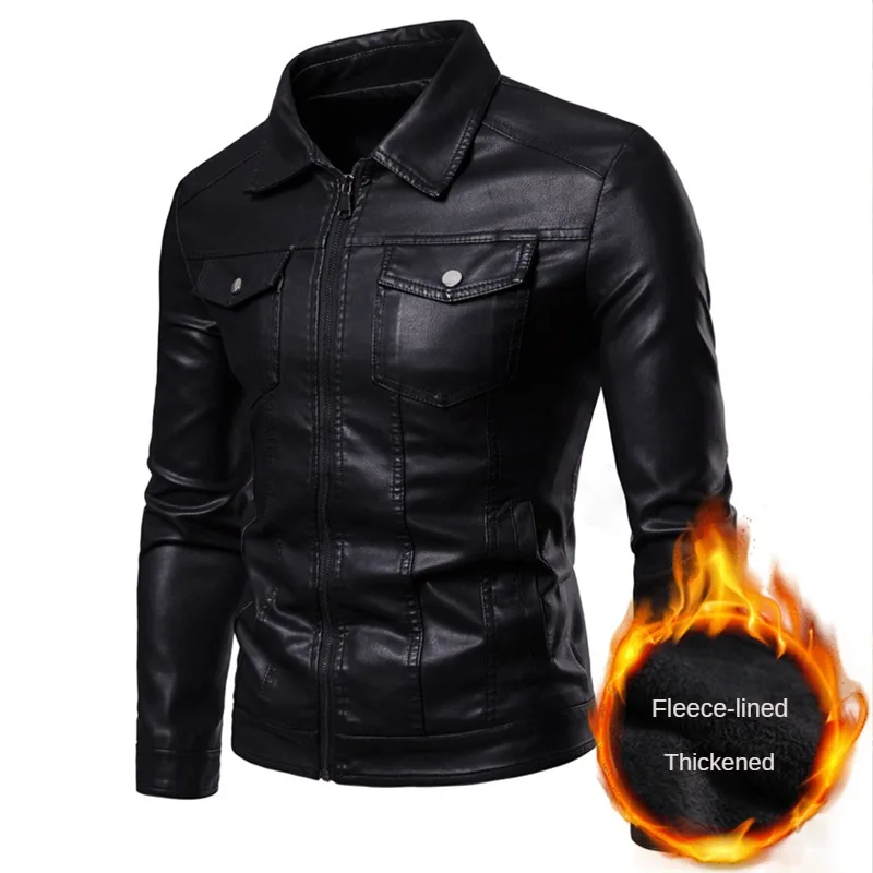 MaiDangDi 2024 Hot Selling Spring New Zipper Men's Leather Jacket Jacket with A Lapel Collar for Men in Europe and America